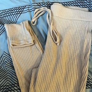 SHEIN TAN-ISH STRETCHY RIBBED LEGGINGS